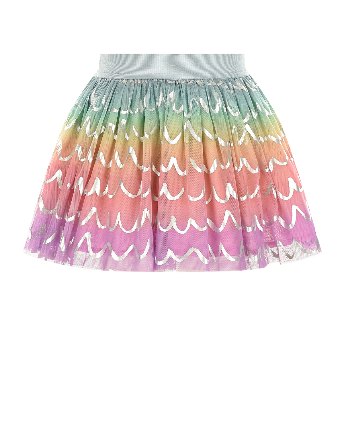 Разноцветная юбка с серебристыми волнами Stella McCartney детская, размер 104 - фото 2