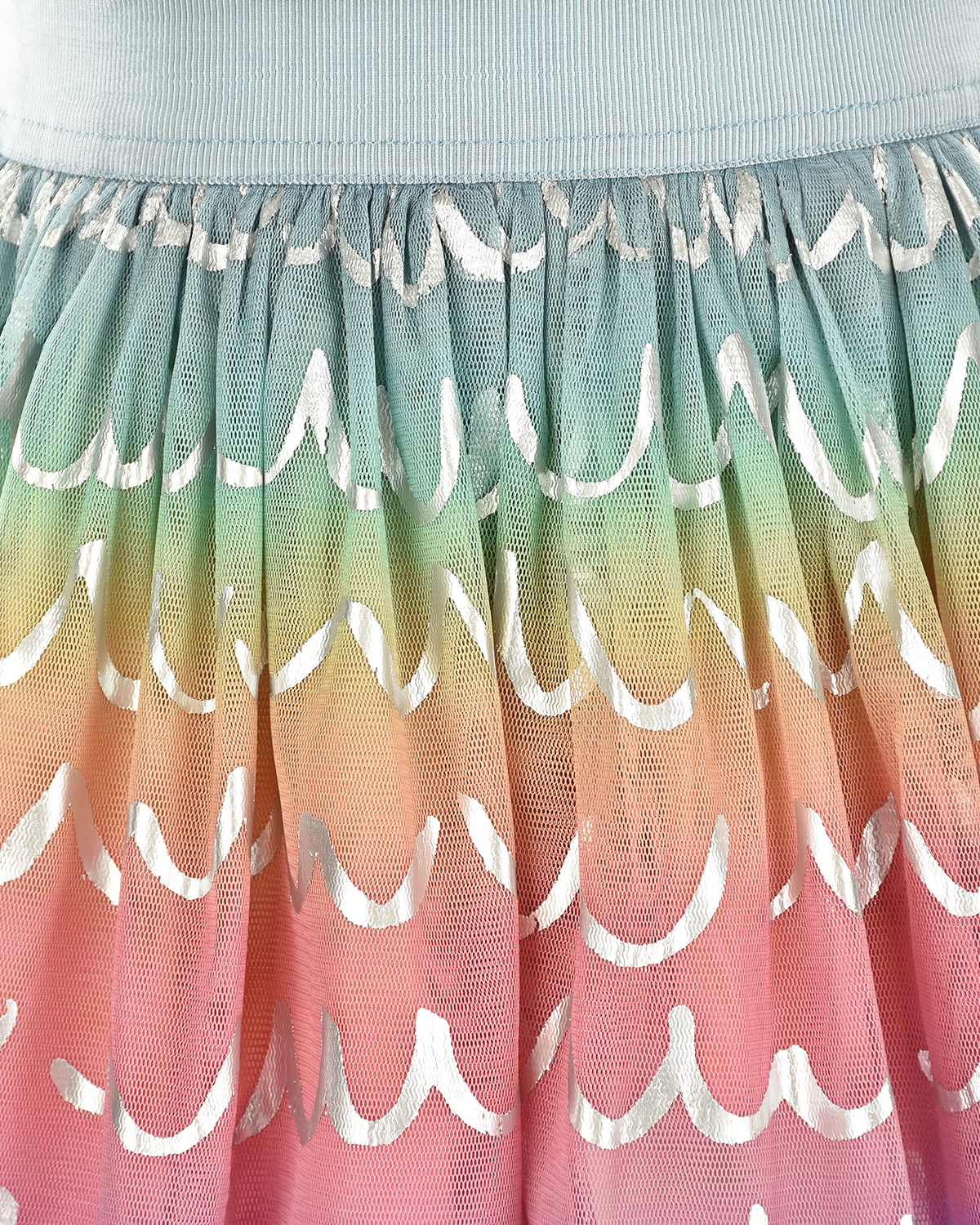 Разноцветная юбка с серебристыми волнами Stella McCartney детская, размер 104 - фото 3