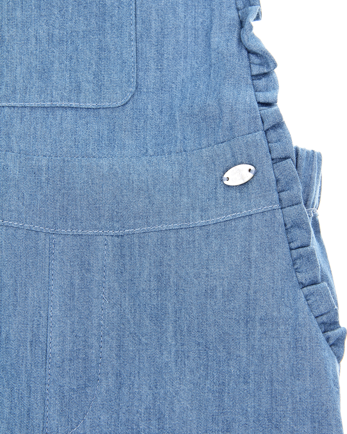 Синий джинсовый полуковмбинезон с оборками Tartine et Chocolat детский, размер 80 - фото 3