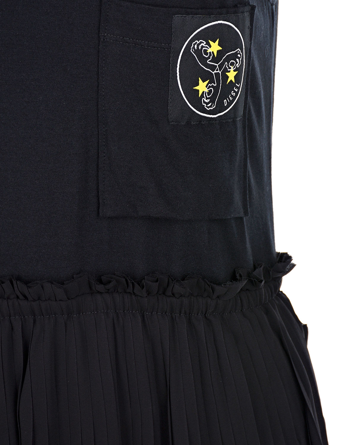 Платье с плиссированной юбкой и патчами Diesel детское, размер 176, цвет черный - фото 4