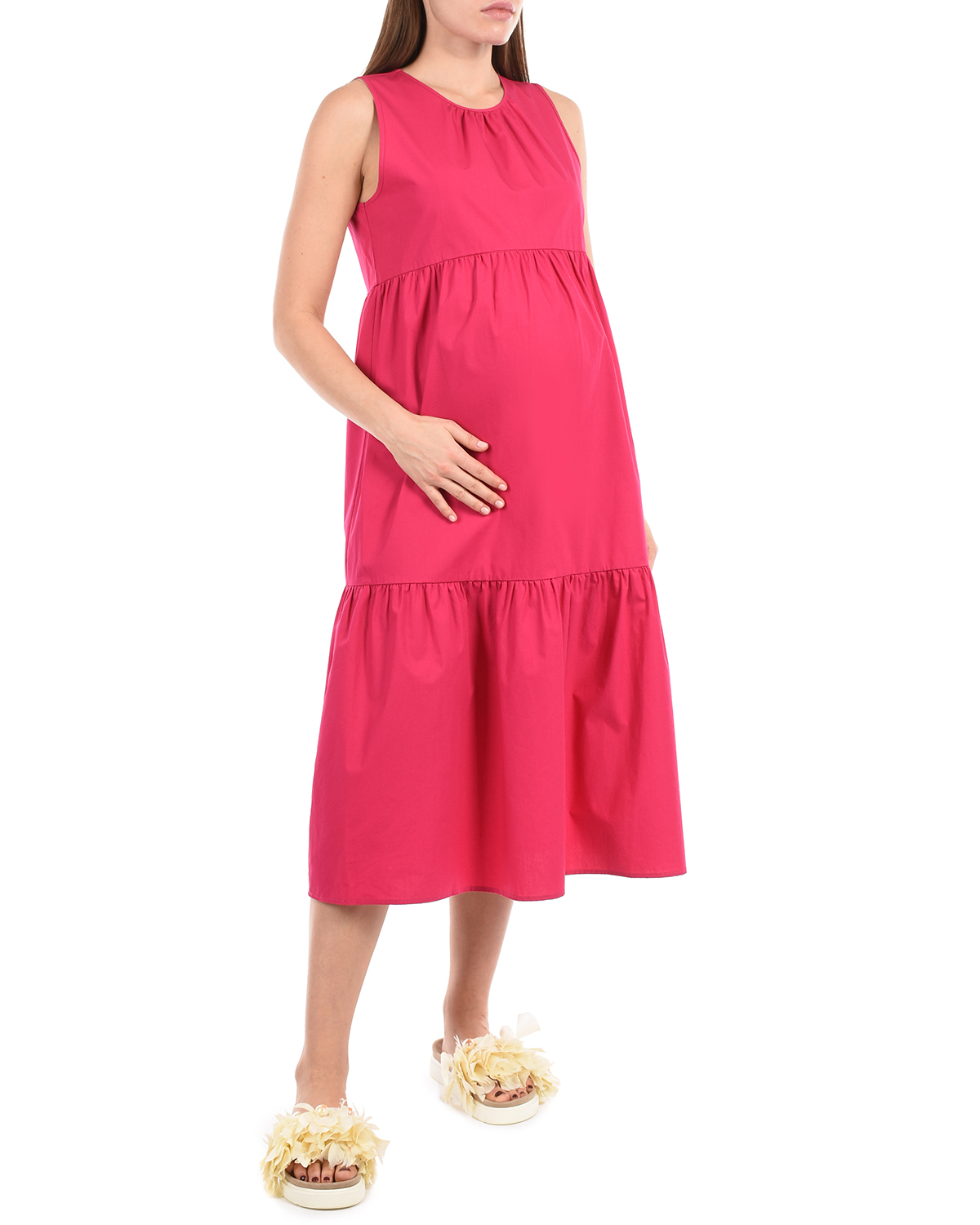 Розовое платье для беременных с воланами Attesa - фото 2