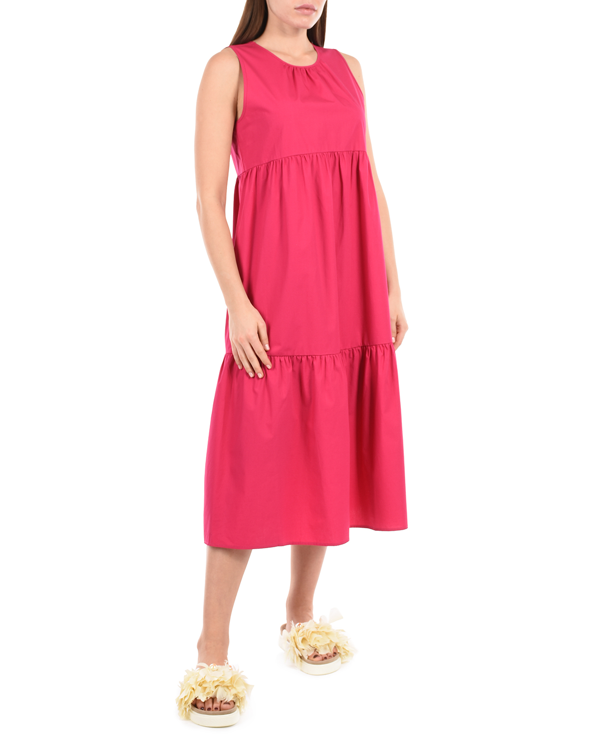 Розовое платье для беременных с воланами Attesa - фото 4