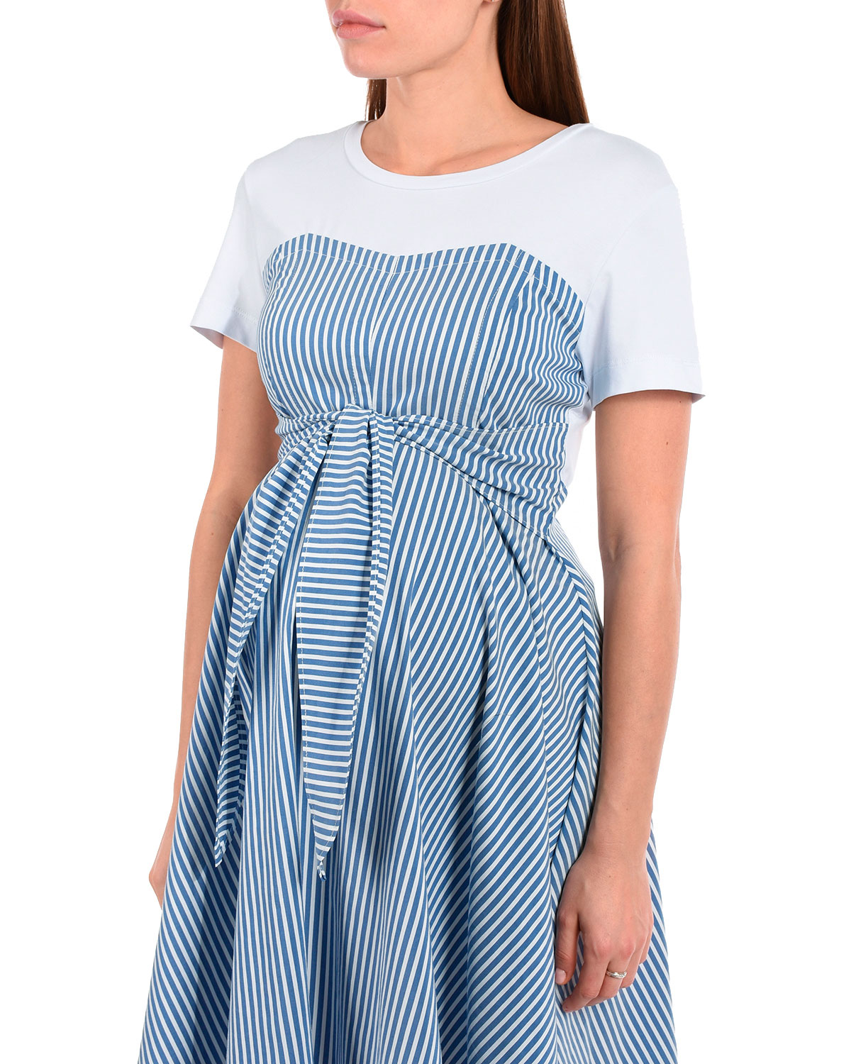 Платье с имитацией сарафана в полоску Attesa, размер 40, цвет голубой - фото 6