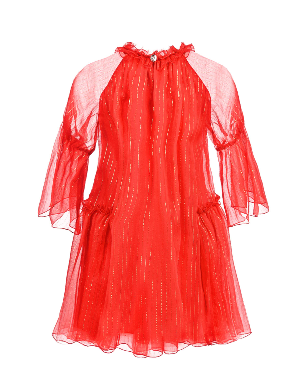 Красное платье из шелка с оборками Dior детское - фото 3
