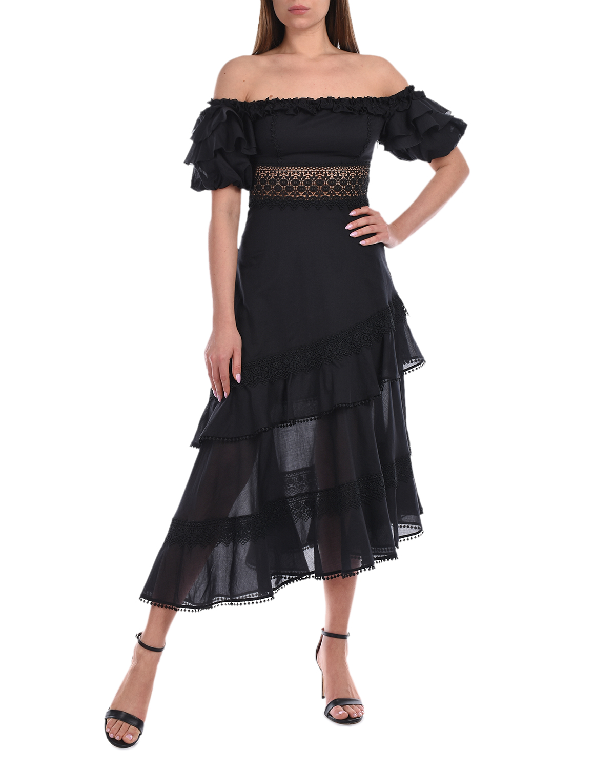 Черное платье Carmen Charo Ruiz, размер 46, цвет черный - фото 2