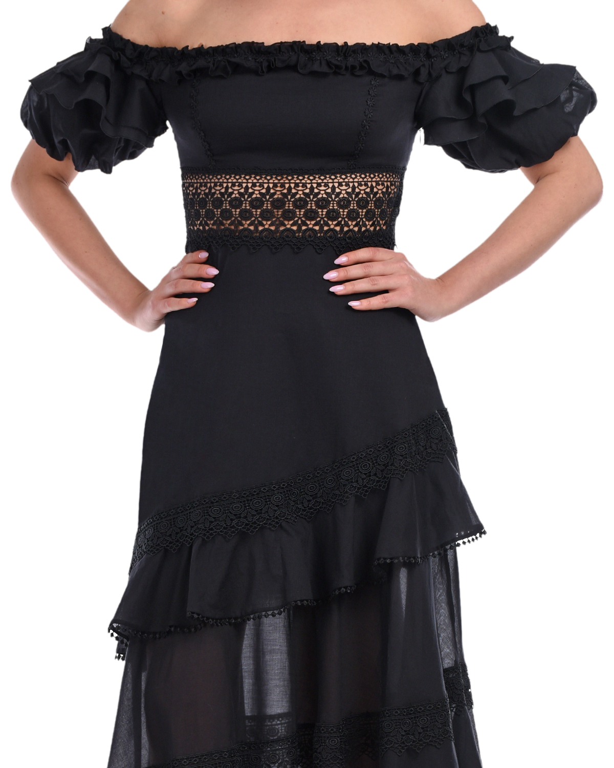 Черное платье Carmen Charo Ruiz, размер 46, цвет черный - фото 5