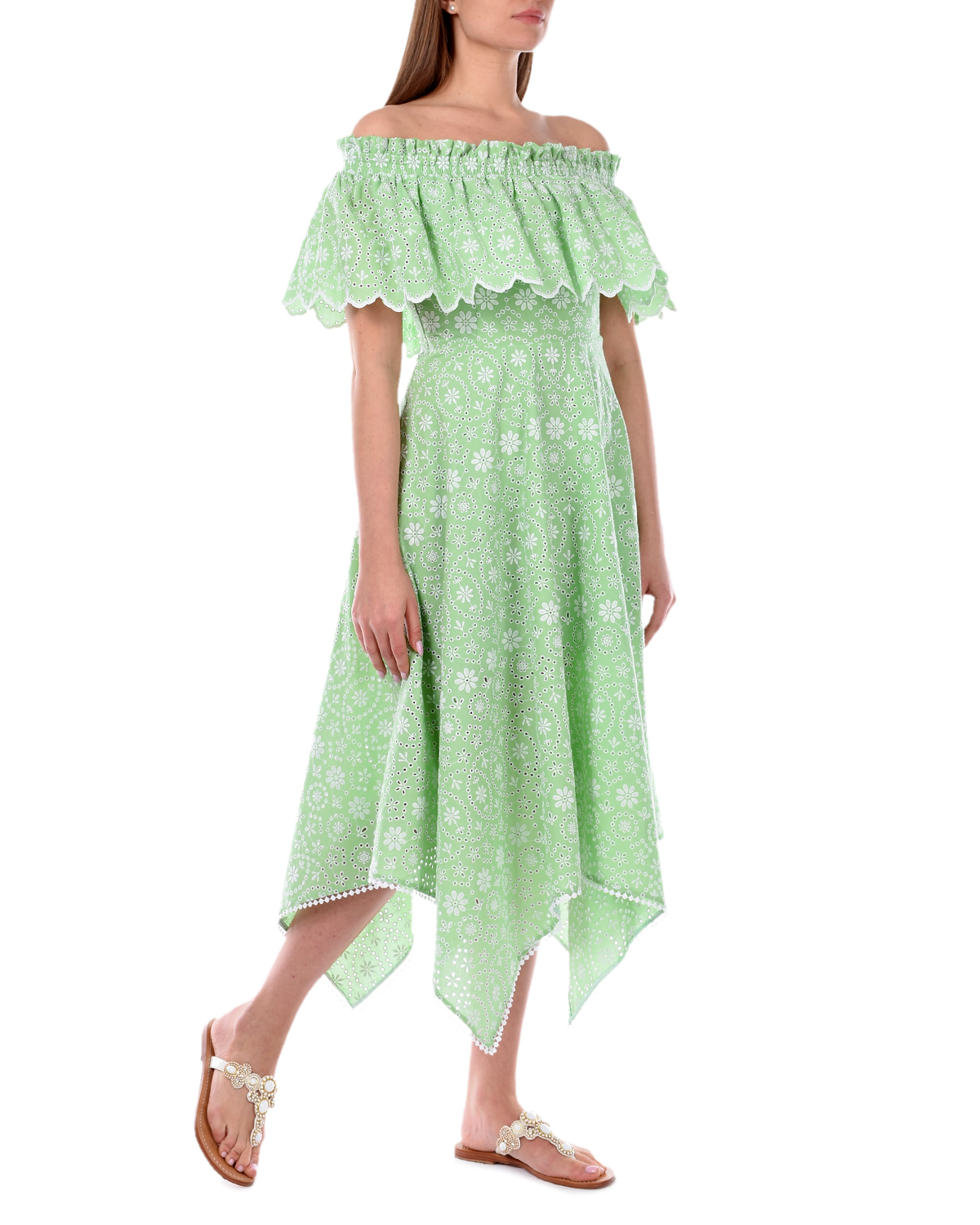 Зеленое кружевное платье KHADI Charo Ruiz, размер 42, цвет зеленый - фото 2