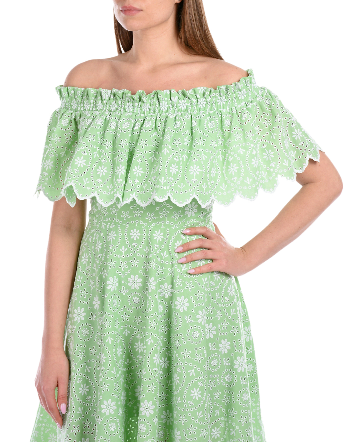 Зеленое кружевное платье KHADI Charo Ruiz, размер 42, цвет зеленый - фото 7