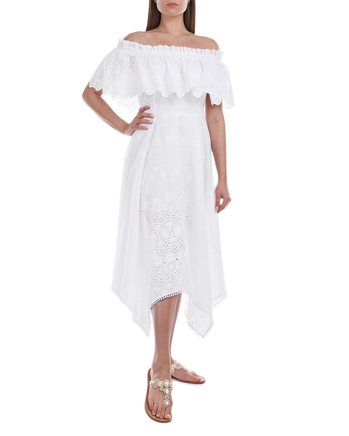 Белое кружевное платье KHADI Charo Ruiz, размер 40, цвет белый - фото 2