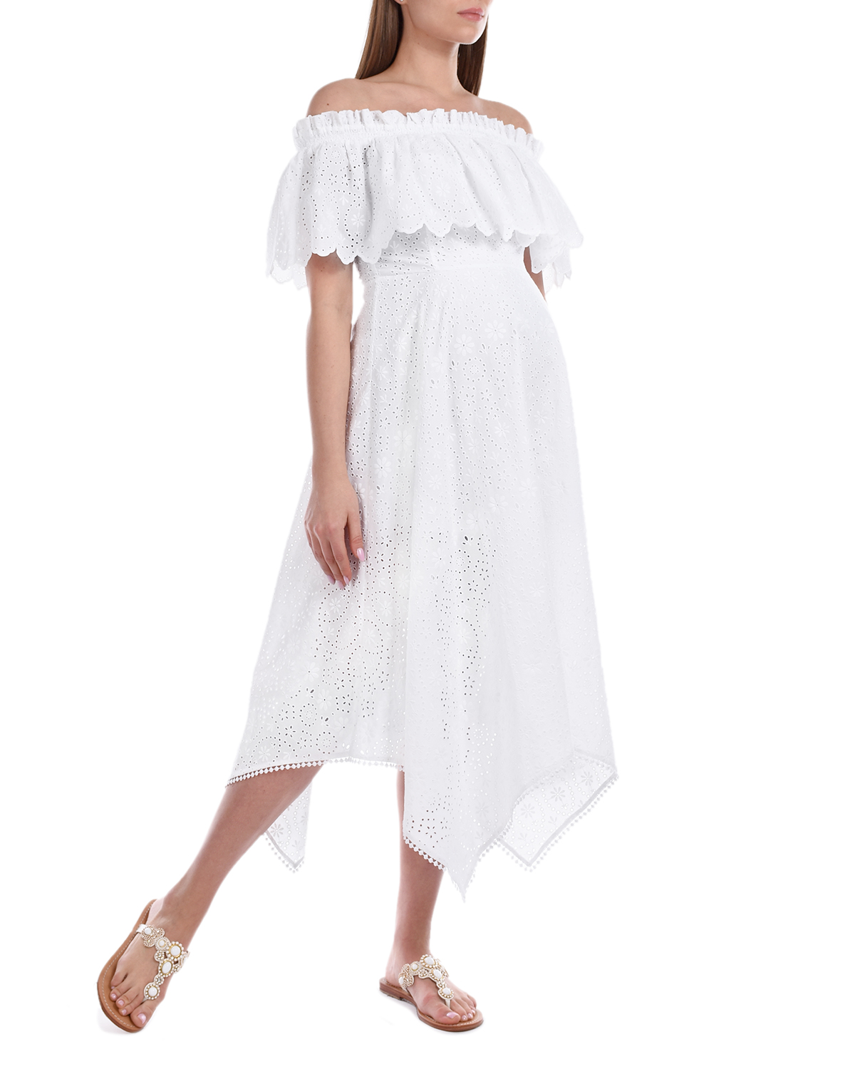 Белое кружевное платье KHADI Charo Ruiz, размер 40, цвет белый - фото 4