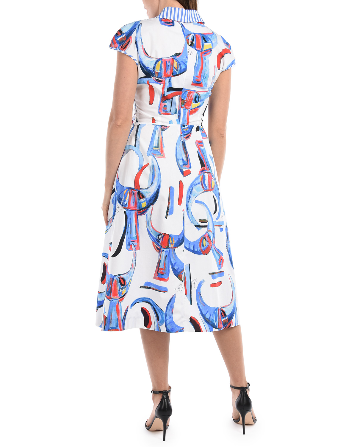 Платье из топа и юбки с этническим принтом Stella Jean, размер 40, цвет голубой - фото 4