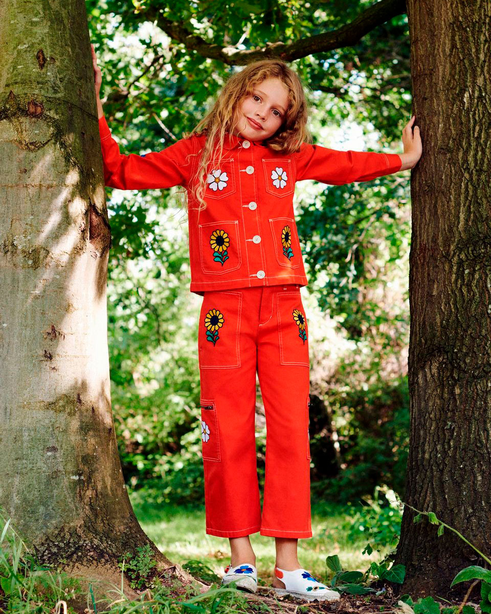 Красная джинсовая куртка с вышивкой Stella McCartney детская - фото 7