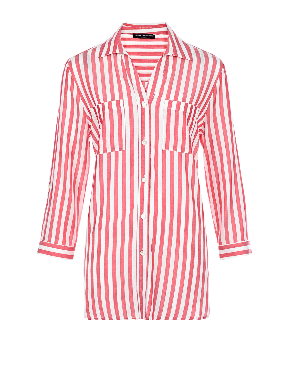 Рубашка для беременных с принтом в полоску Pietro Brunelli, размер 40, цвет мультиколор