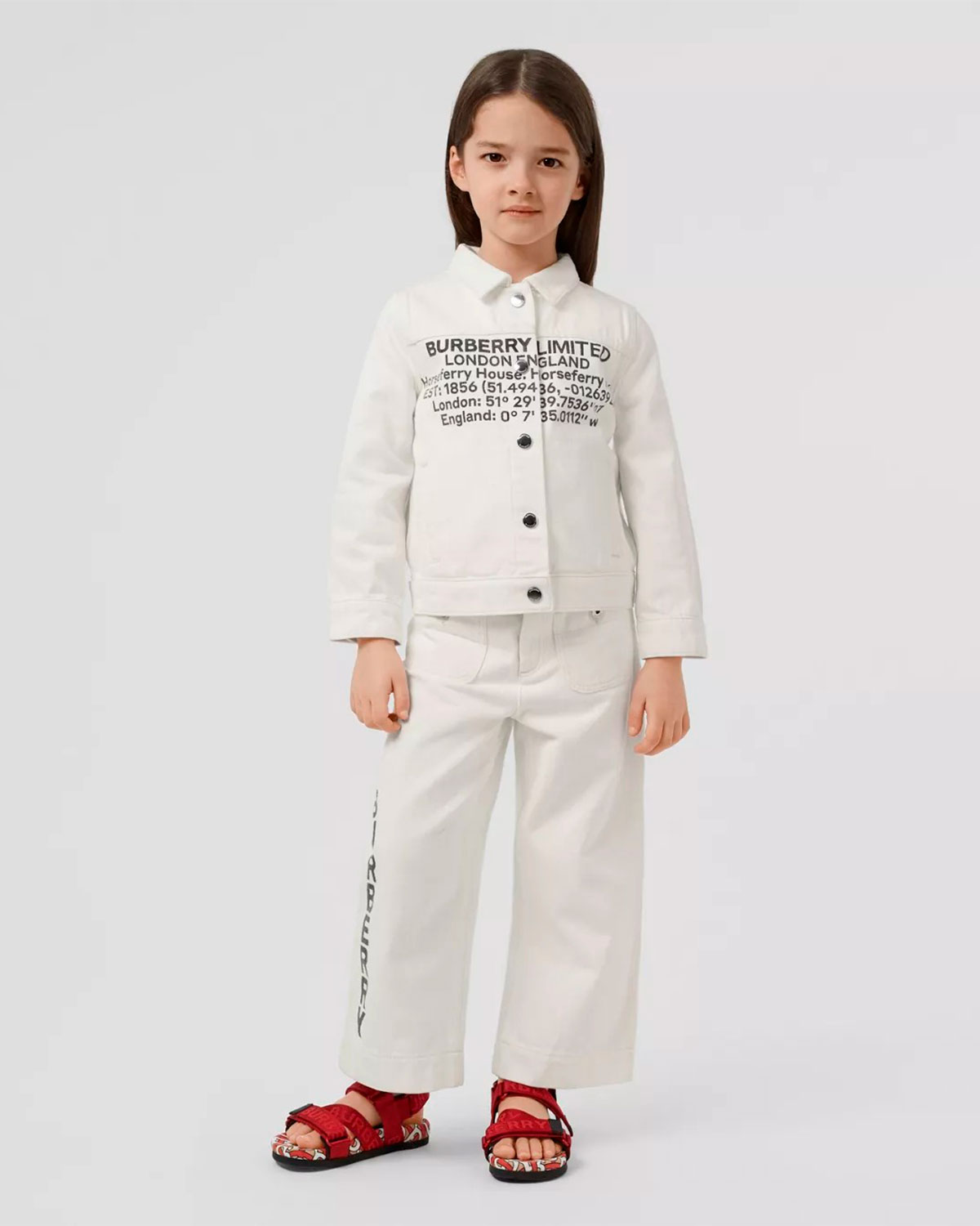 Белая джинсовая куртка Burberry детская, размер 104, цвет белый - фото 2