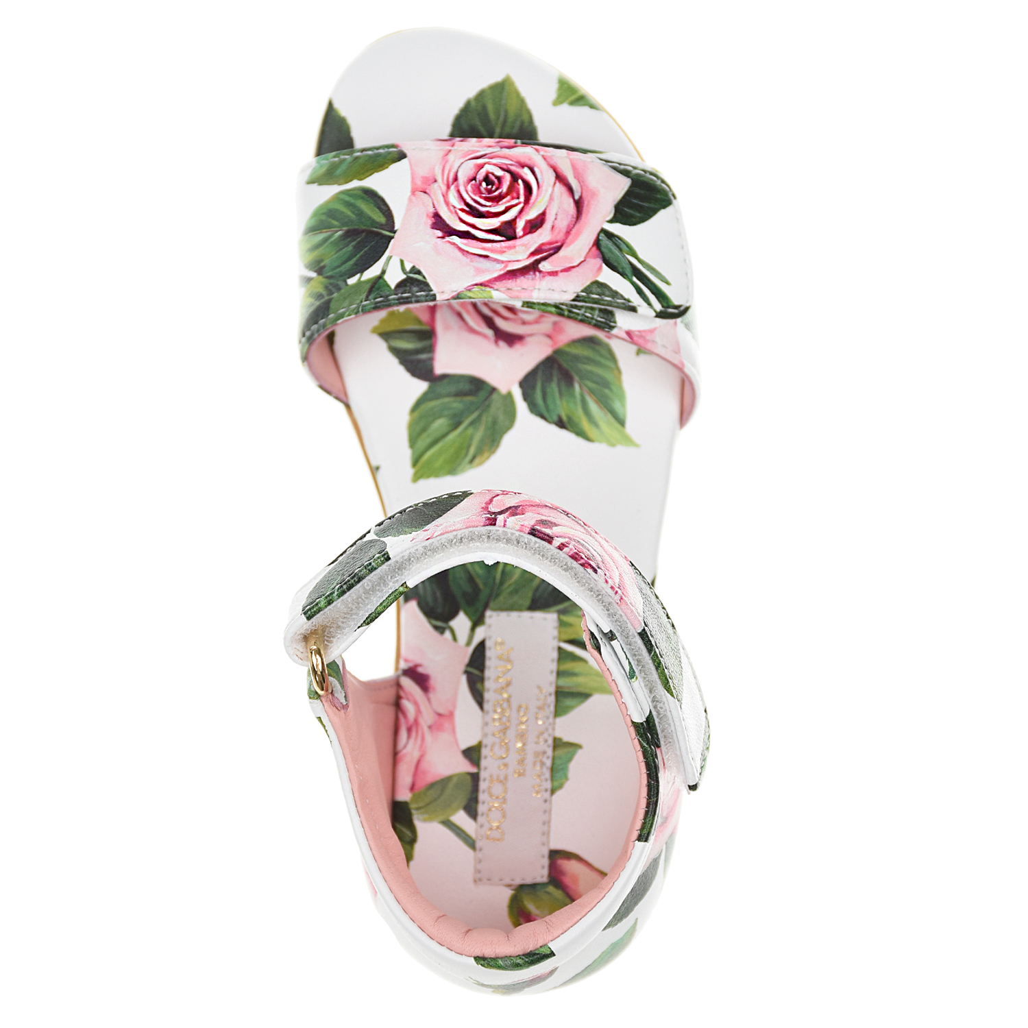 Босоножки на липучке с принтом "Тропические розы" Dolce&Gabbana детские - фото 4