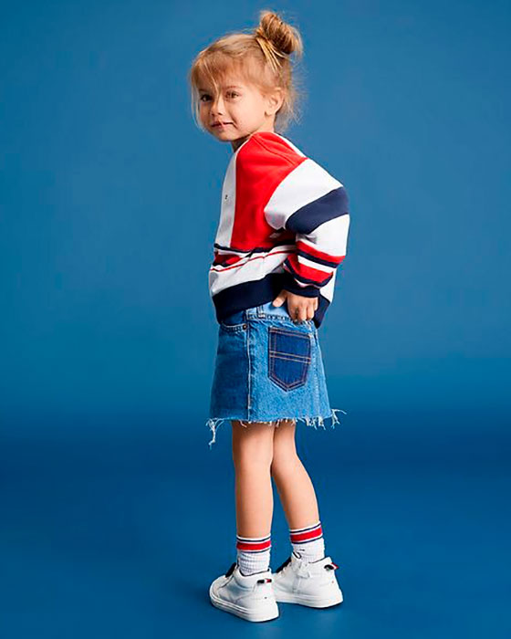 Джинсовая юбка с эффектом потертости Tommy Hilfiger детская, размер 176, цвет голубой - фото 2