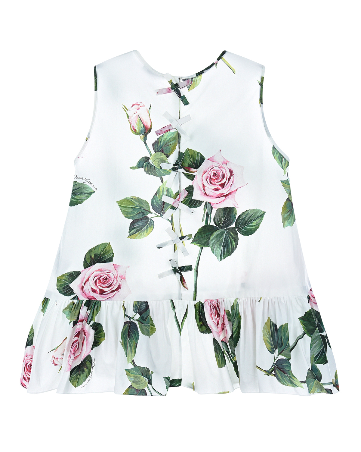 Платье из поплина с принтом "Тропические розы" Dolce&Gabbana детское - фото 2
