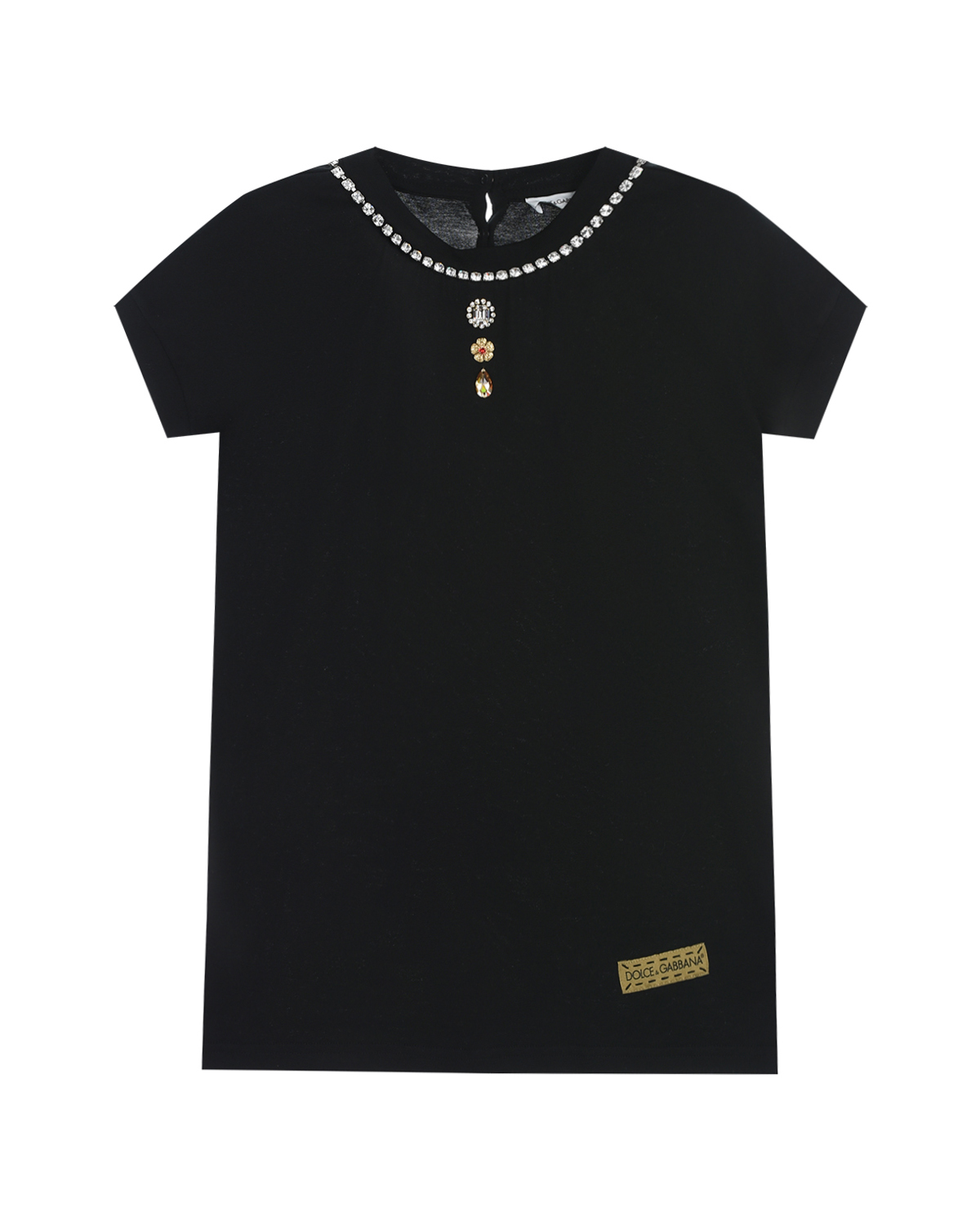 

Черная футболка с декором стразами Dolce&Gabbana, Черный, Черная футболка с декором стразами Dolce&Gabbana