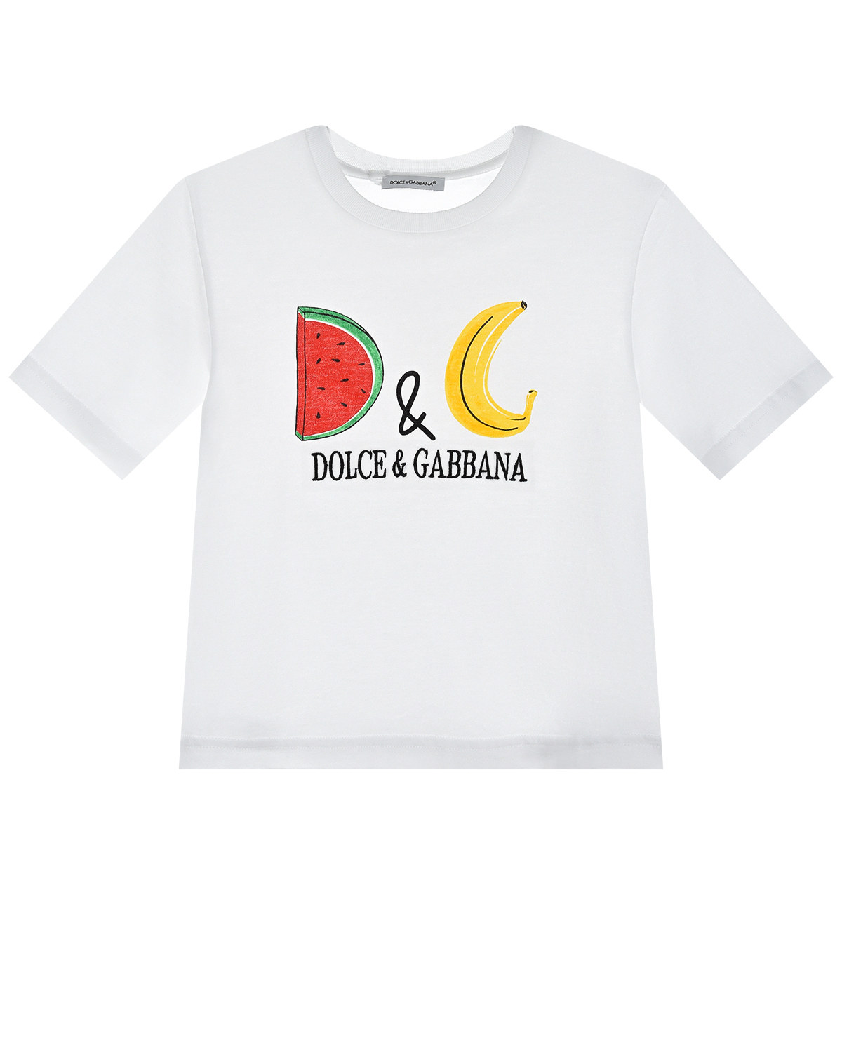 Белая футболка с логотипом "арбуз и банан" Dolce&Gabbana