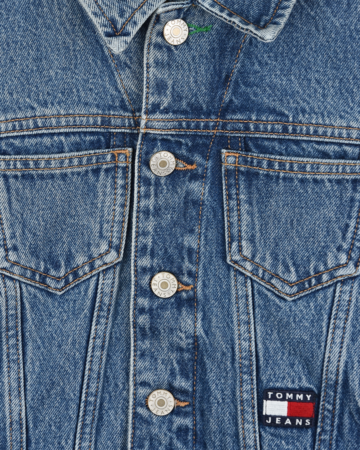 Голубая джинсовая куртка с цветными вставками Tommy Hilfiger детская - фото 4