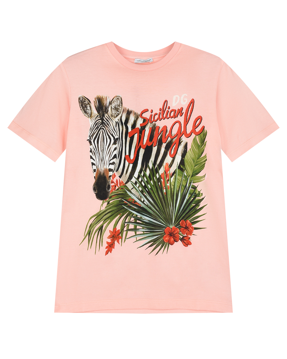 Розовая футболка с принтом "Sicilian Jungle" Dolce&Gabbana