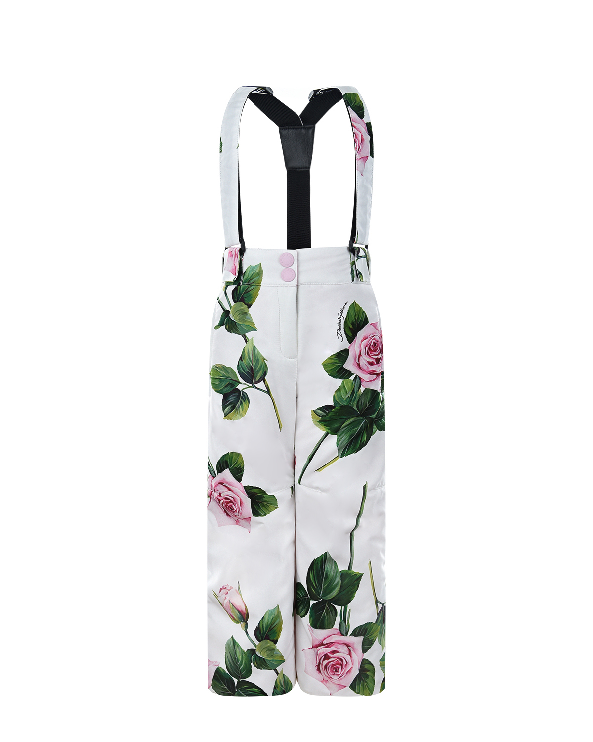 Белый полукомбинезон с принтом "розы" Dolce&Gabbana детский