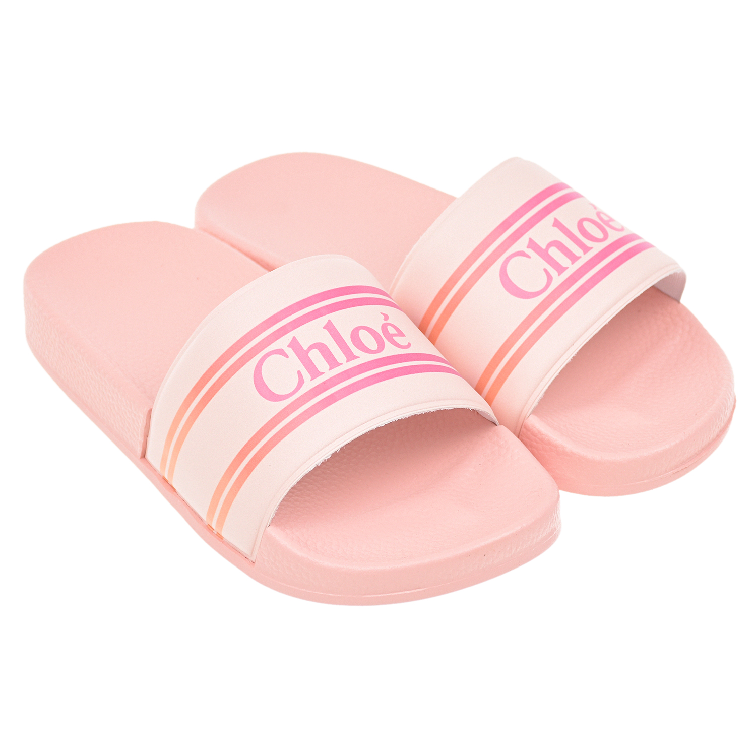 Розовые шлепки с логотипом Chloe детские