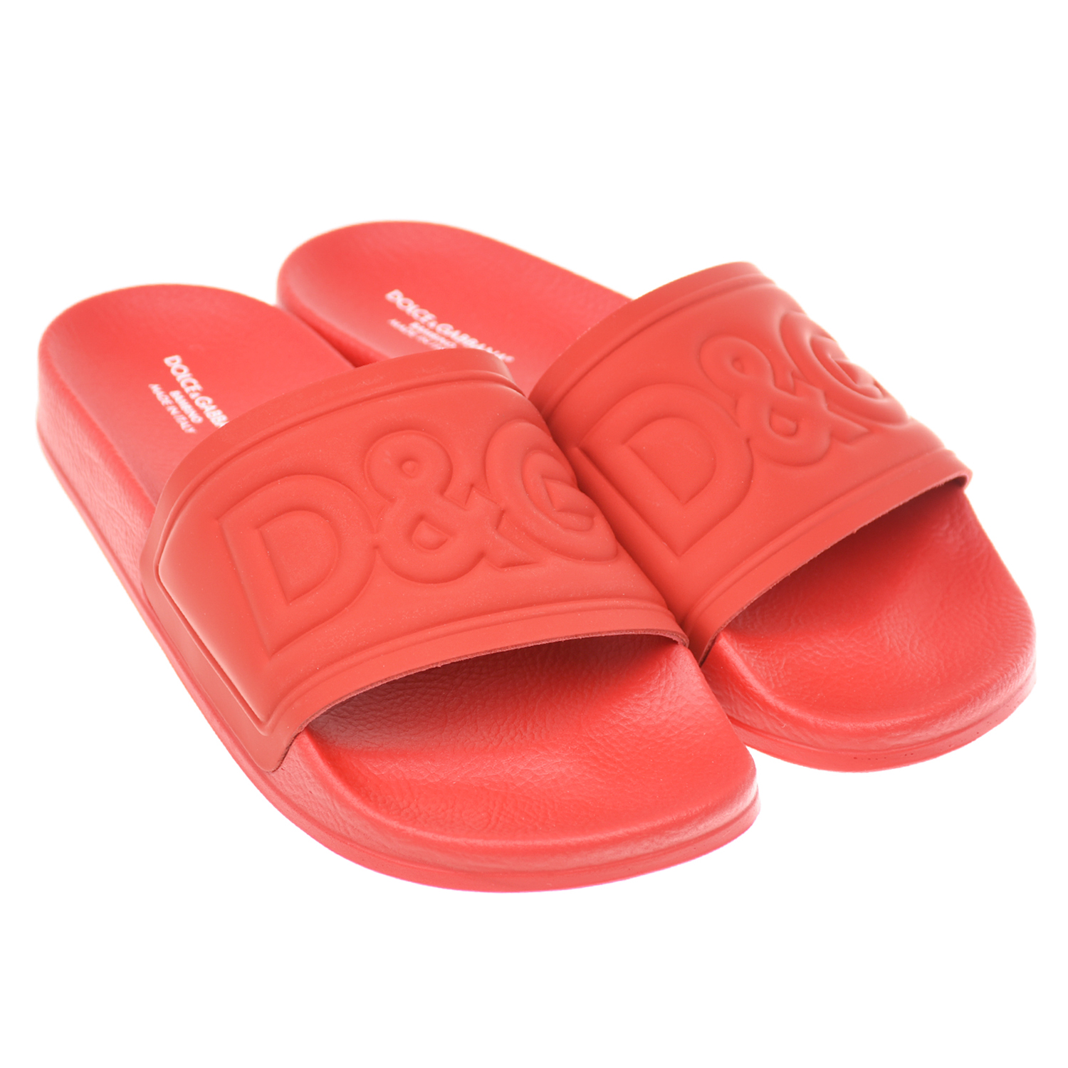 Красные шлепанцы с объемным логотипом Dolce&Gabbana детские
