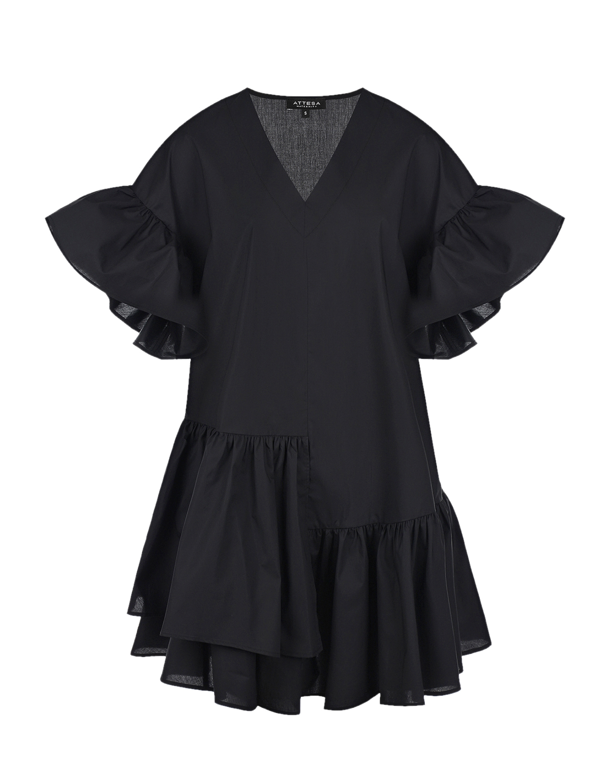 Черное асимметричное платье Attesa, размер 38, цвет черный - фото 1