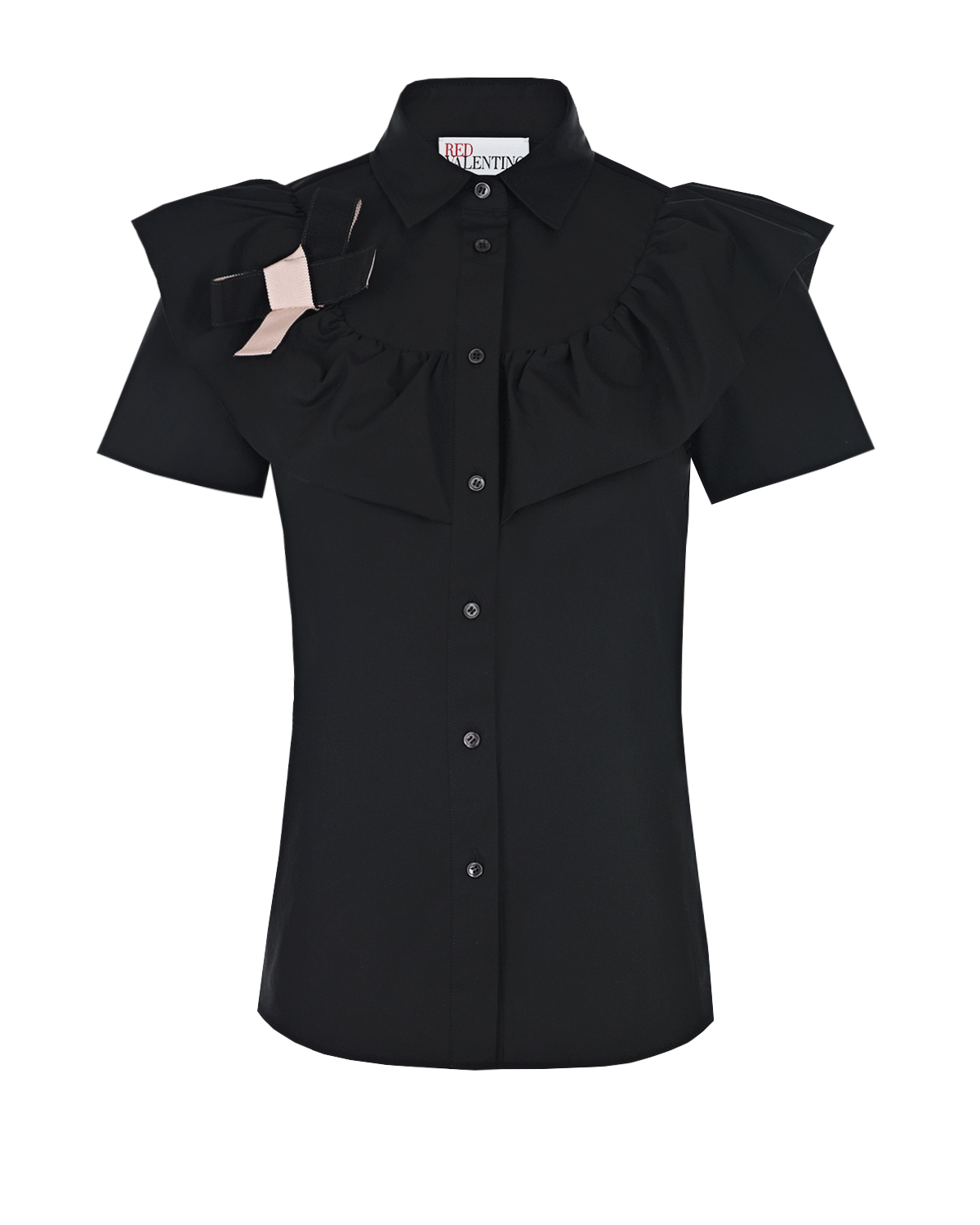Черная рубашка с короткими рукавами Red Valentino, размер 40, цвет черный - фото 1