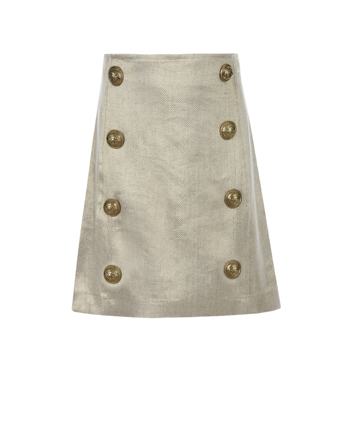 Льняная юбка с золотистыми пуговицами Balmain детская, размер 152, цвет нет цвета - фото 1