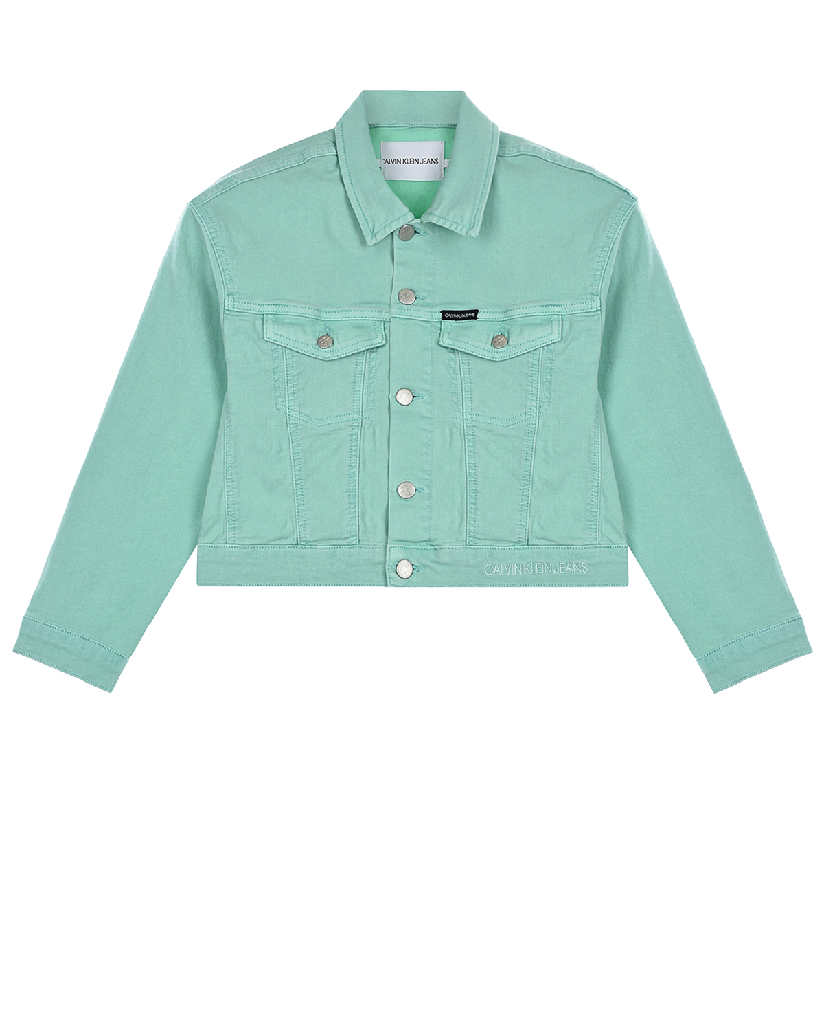 Джинсовая куртка мятного цвета Calvin Klein детская, размер 152