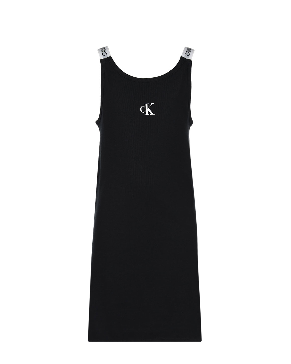 Трикотажное платье с брендированными лямками Calvin Klein детское, размер 140, цвет черный - фото 1