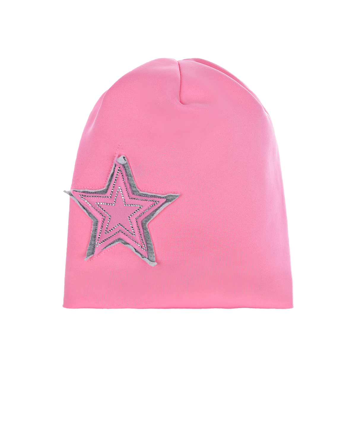 Розовая шапка с аппликацией "Звезда" Catya детская, размер 49, цвет красный - фото 1