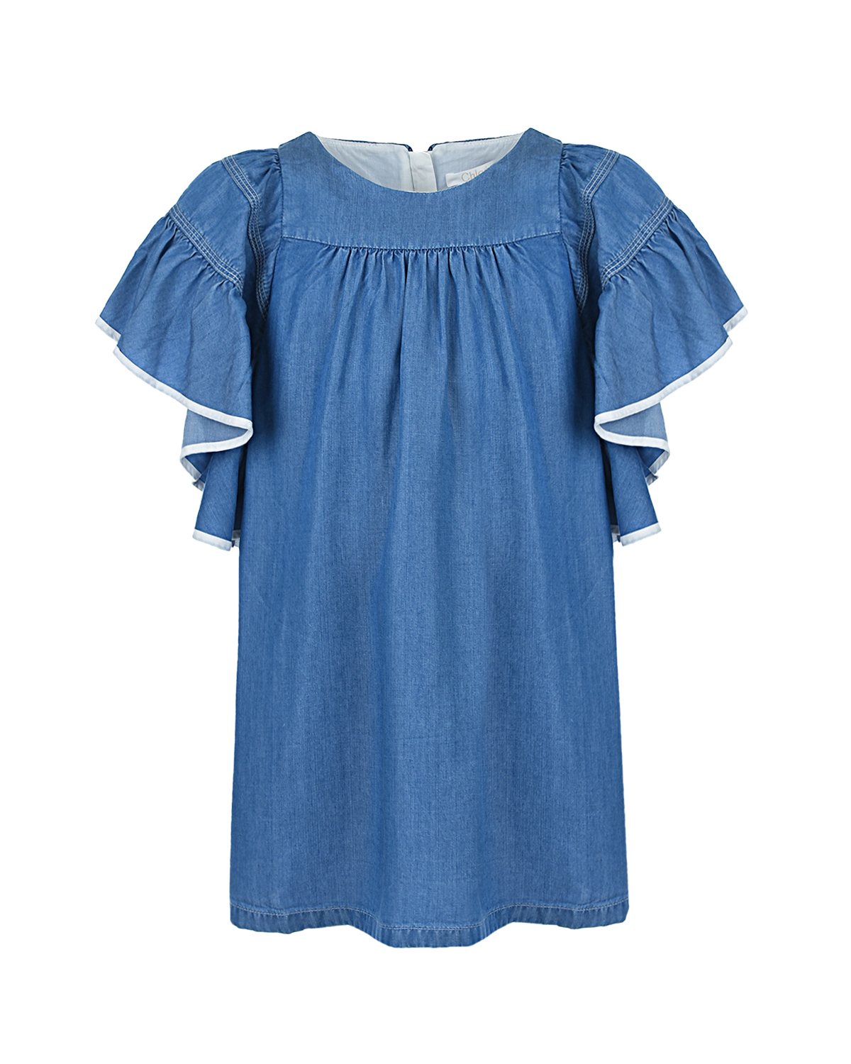 Купить Голубое платье с воланами на рукавах Chloe детское, Синий, 100% хлопок, 100% лиоцелл