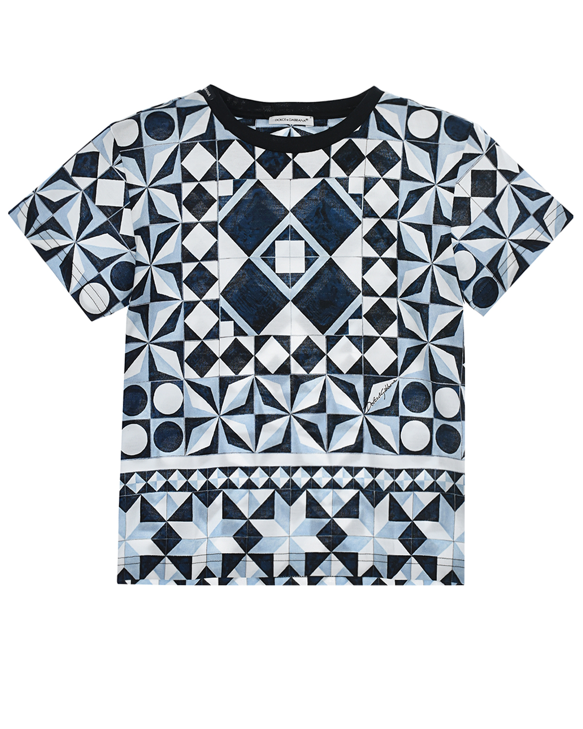 Купить Синяя футболка с принтом майолика Dolce&Gabbana детская, Мультиколор, 100%хлопок