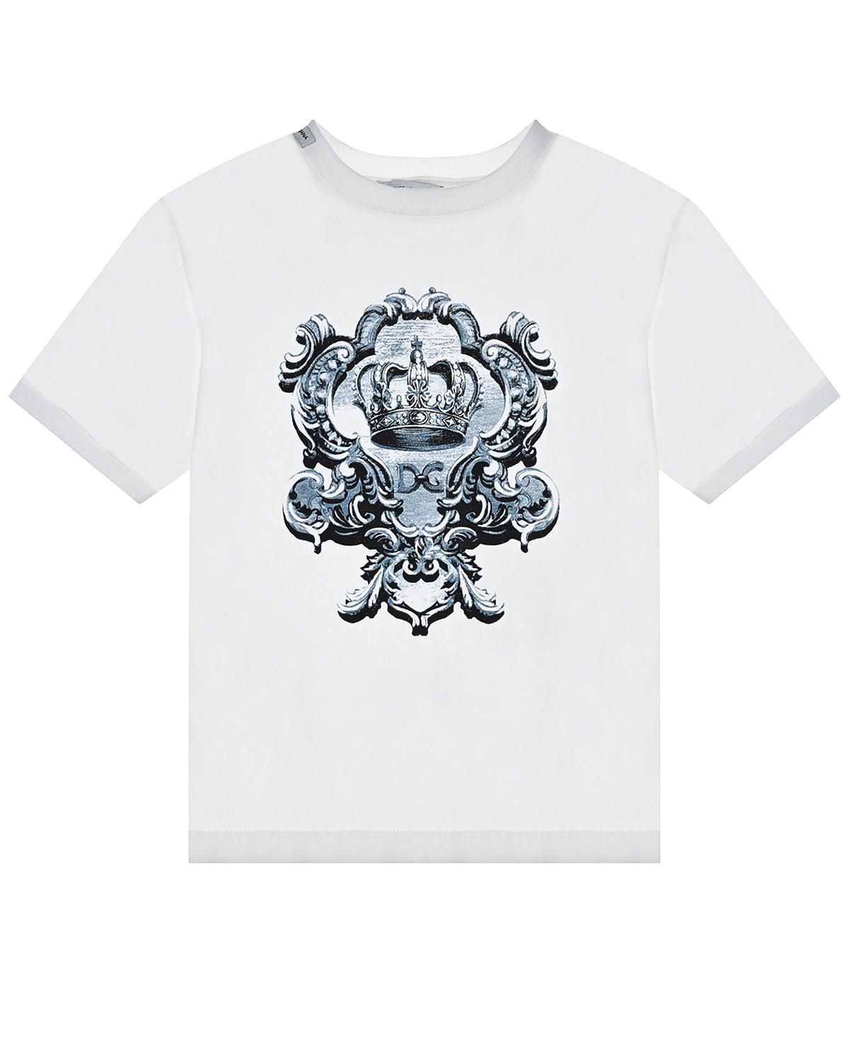 Купить Белая футболка с принтом герб Dolce&Gabbana детская, Белый, 100%хлопок