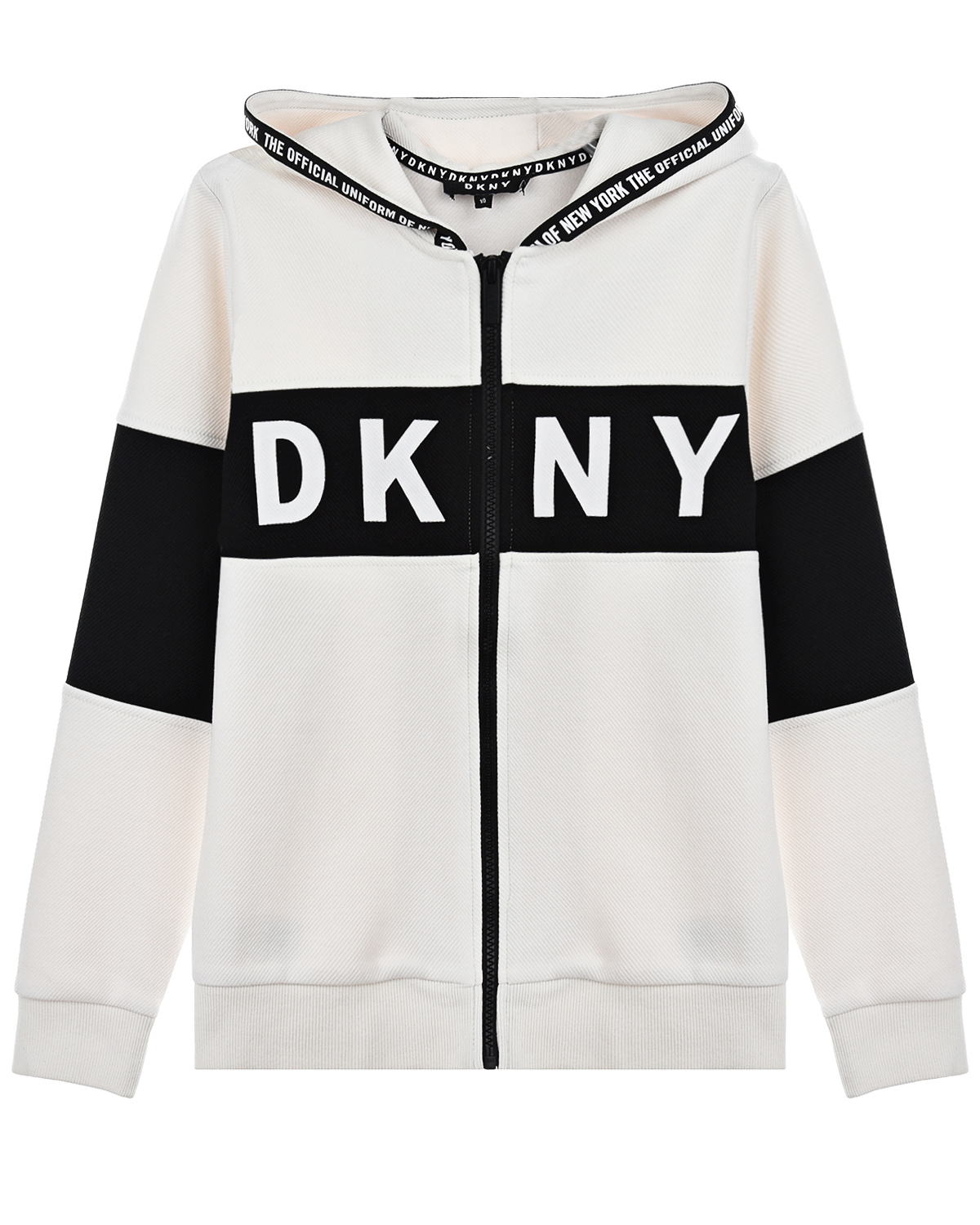 Белая спортивная куртка с черной полосой DKNY детская, размер 140, цвет мультиколор - фото 1