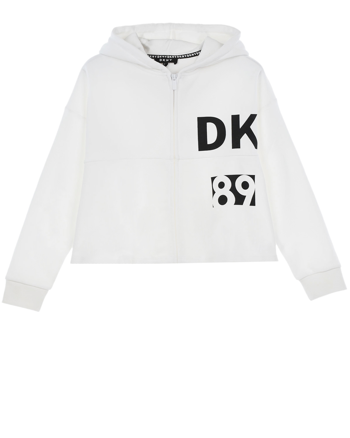 Купить Белая спортивная куртка с воланом DKNY детская, Белый, 100%хлопок, 95%хлопок+5%эластан