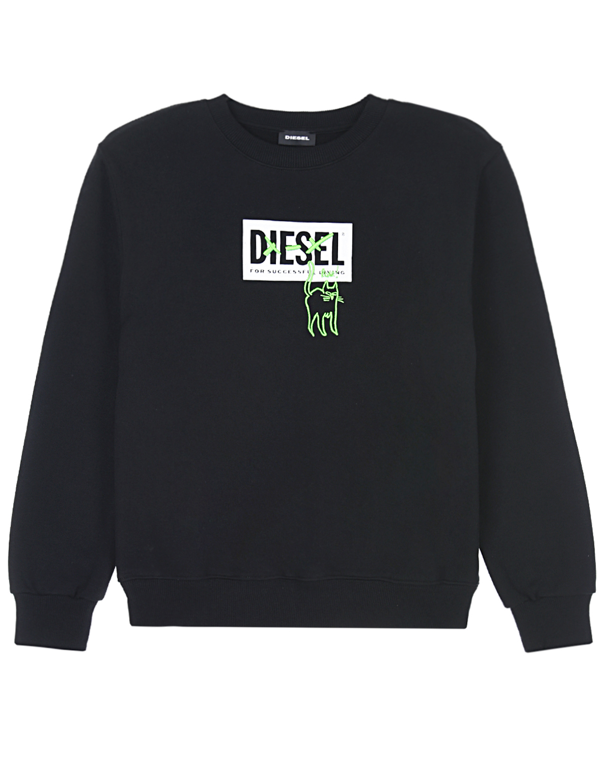 Черный свитшот с логотипом и вышивкой Diesel детский, размер 164 - фото 1