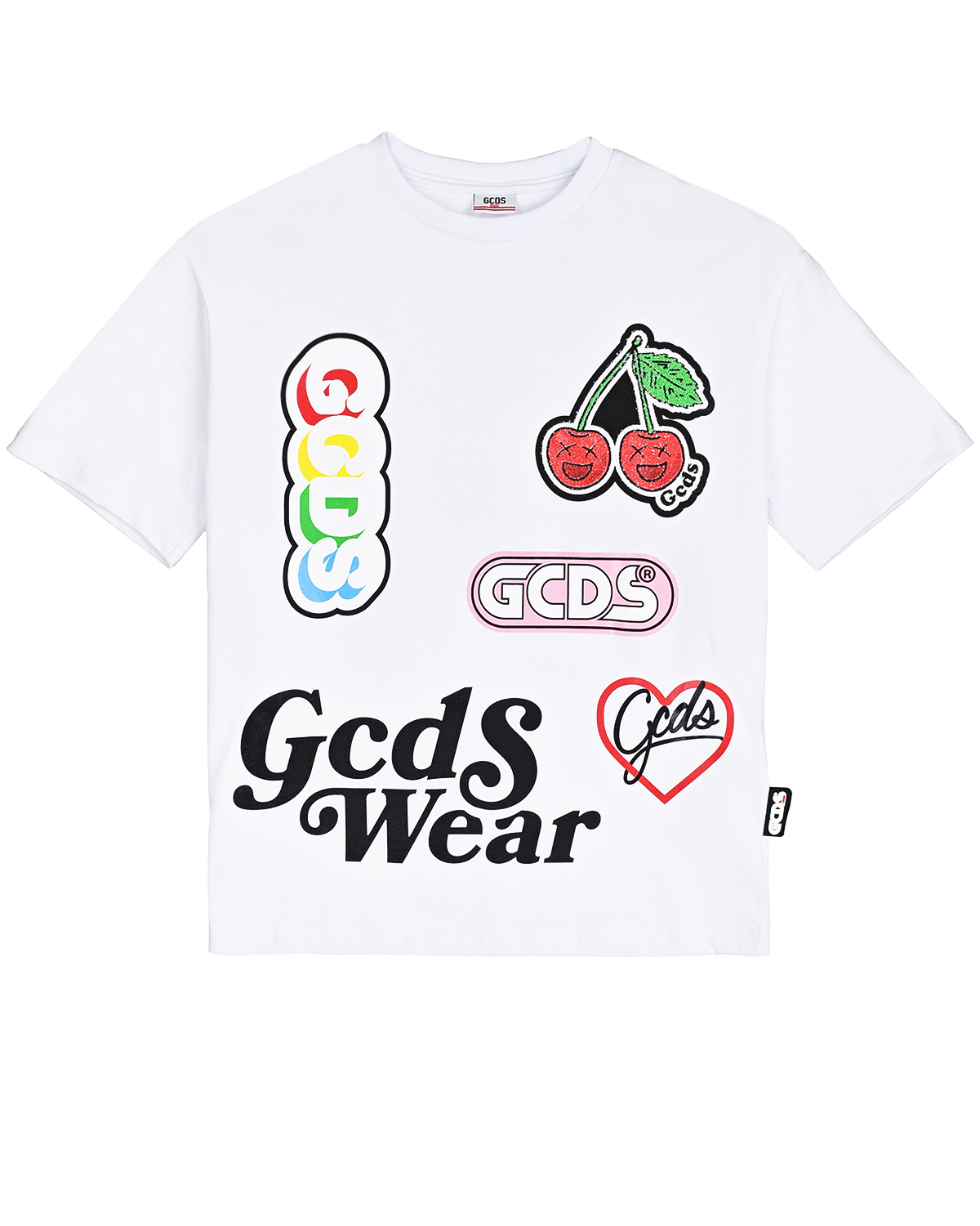 Белая футболка с цветными принтами GCDS детская, размер 140 - фото 1