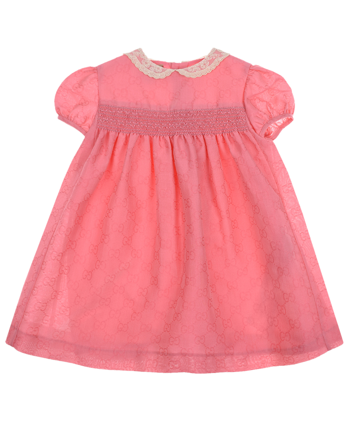Купить Розовое платье с кружевным воротником GUCCI детское, Розовый, 100%хлопок, 75%полиэстер+25%вискоза