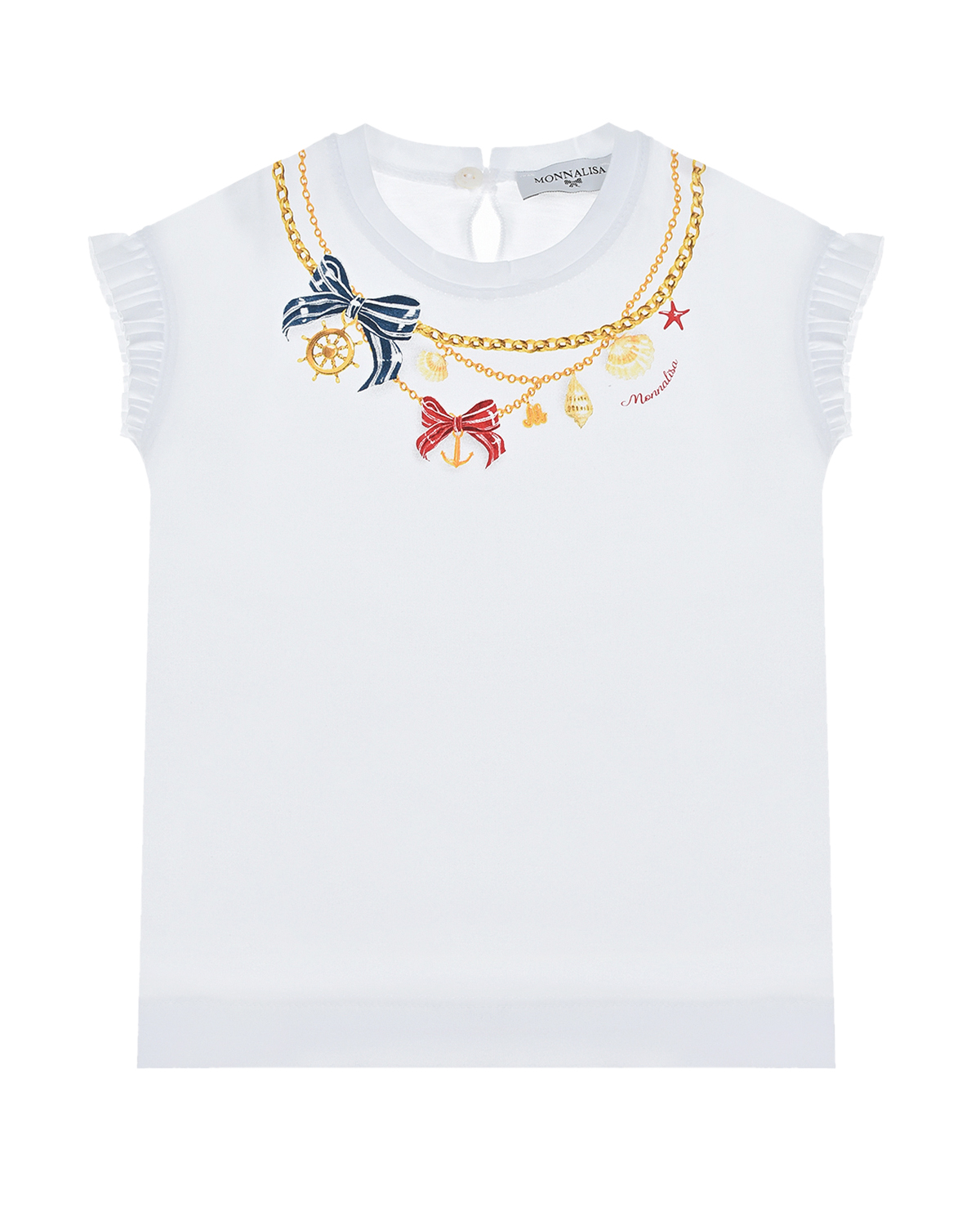 Белая футболка с принтом "ожерелье" Monnalisa детская, размер 92, цвет белый - фото 1