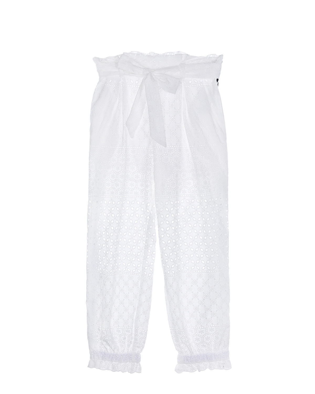 Белые брюки с шитьем Monnalisa детские, размер 140, цвет белый - фото 1