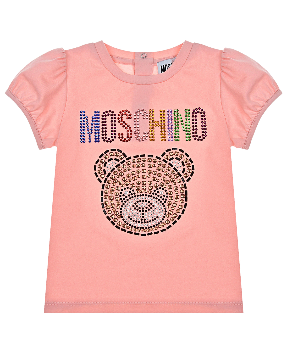 Розовая футболка со стразами Moschino детская, размер 98, цвет розовый - фото 1
