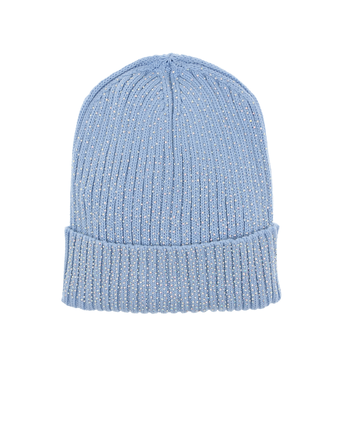Голубая шапка с перламутровыми стразами Regina детская, размер 53, цвет голубой - фото 1