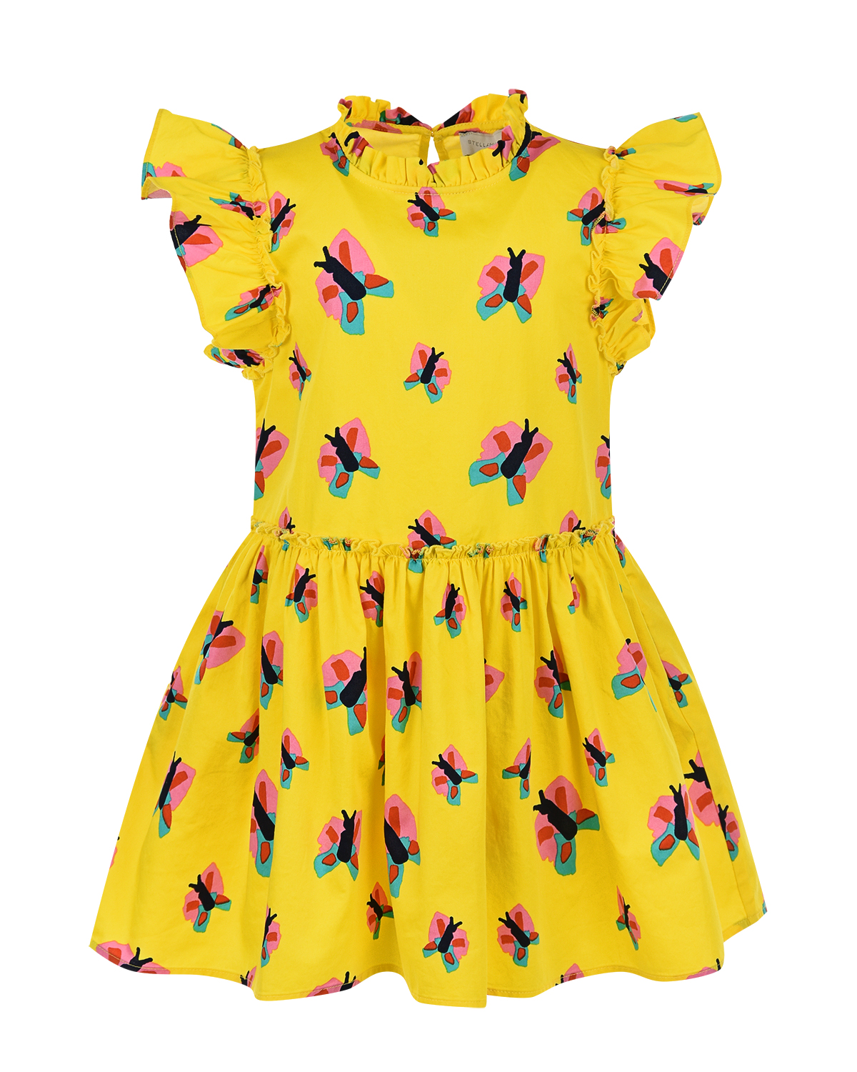 Желтое платье с принтом "бабочки" Stella McCartney детское, размер 128, цвет желтый - фото 1