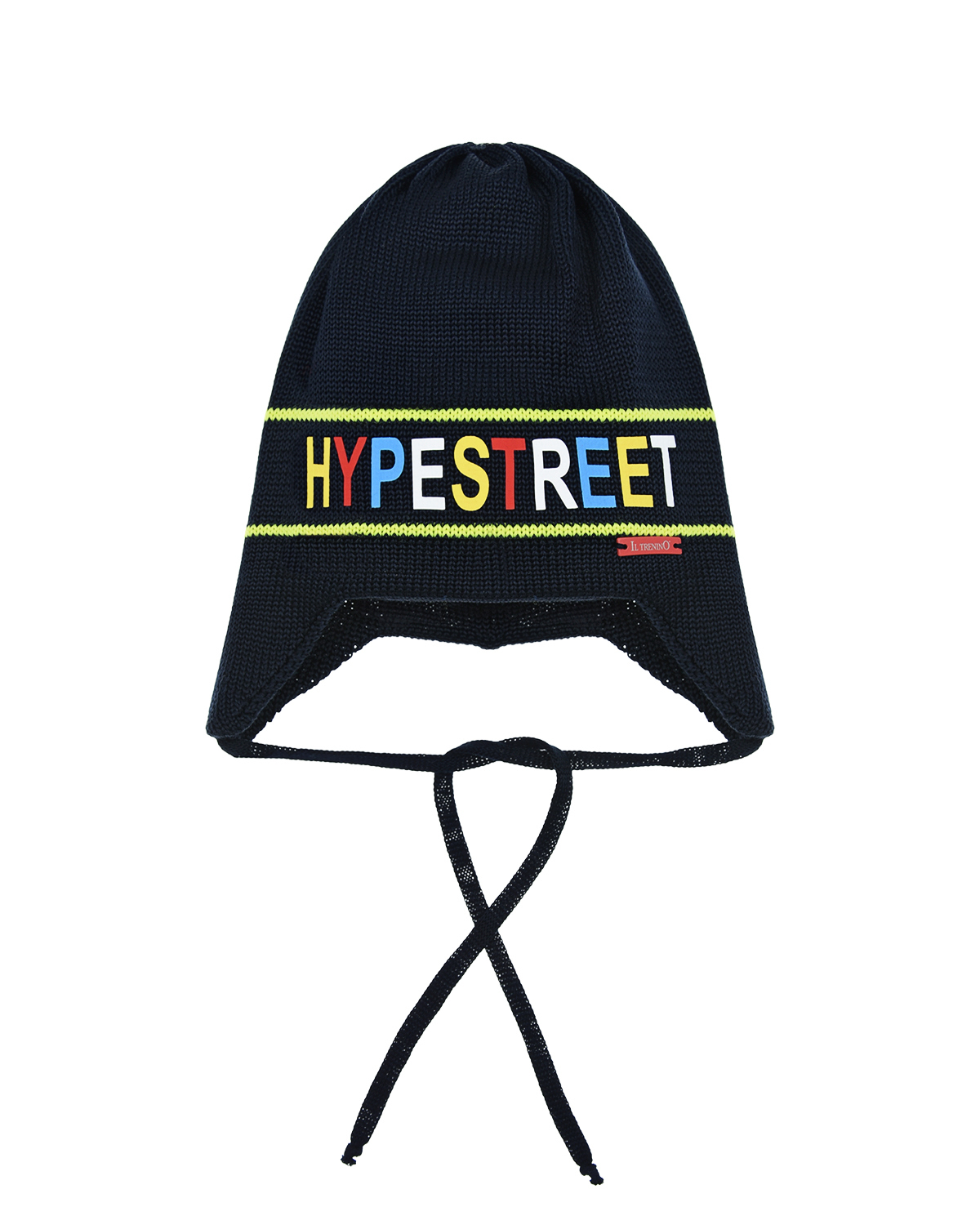 Темно-синяя шапка с принтом "Hype Street" Il Trenino детское, размер 51, цвет синий - фото 1