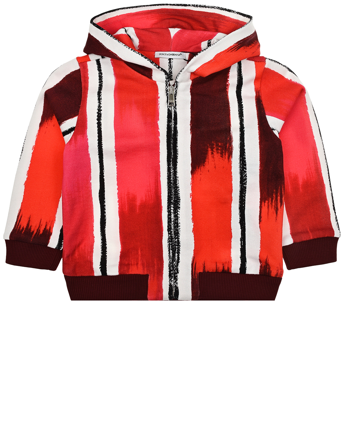 Спортивная куртка в красно-белую полоску Dolce&Gabbana детская, размер 68, цвет мультиколор - фото 1