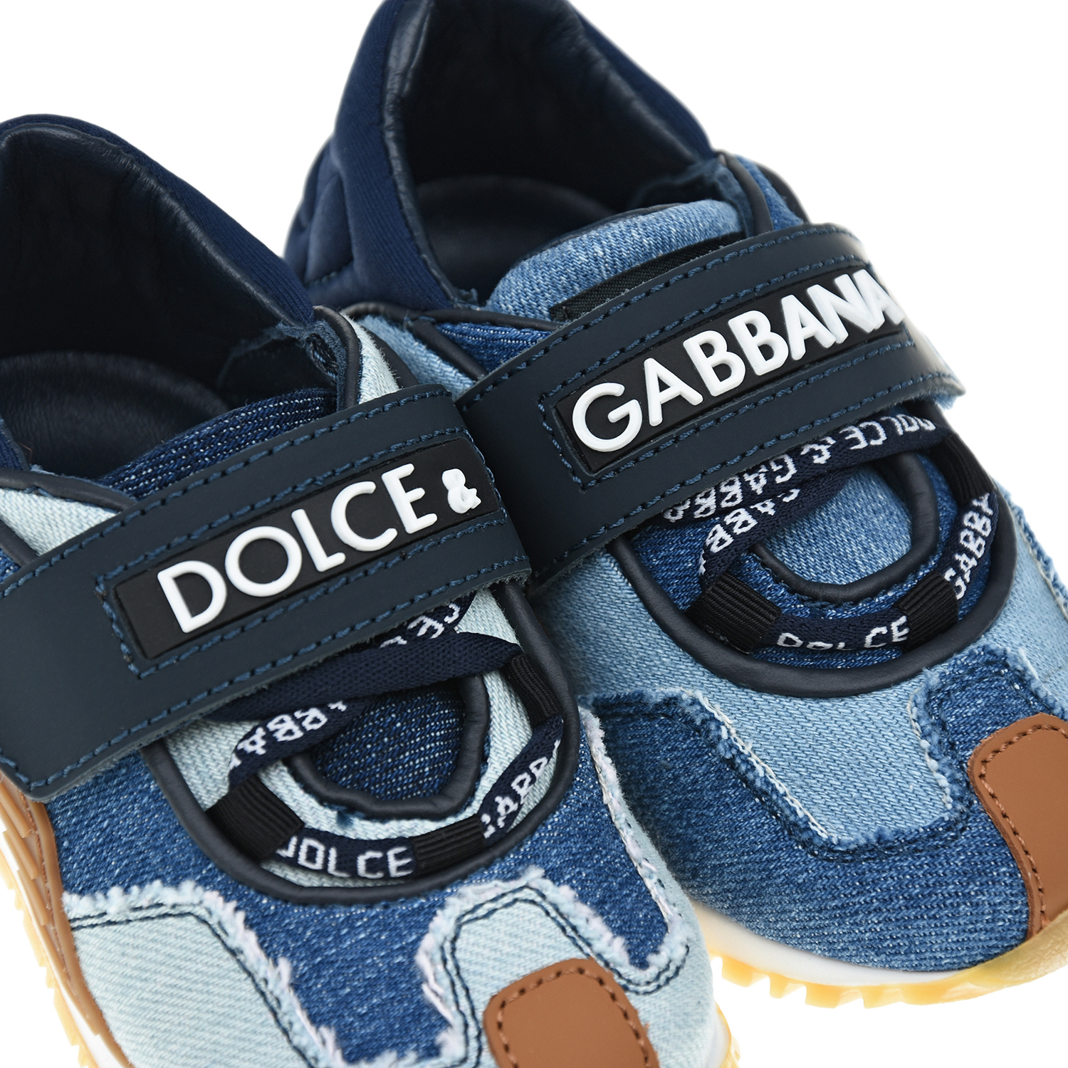 Джинсовые кроссовки в стиле patchwork Dolce&Gabbana детские, размер 20, цвет синий - фото 6